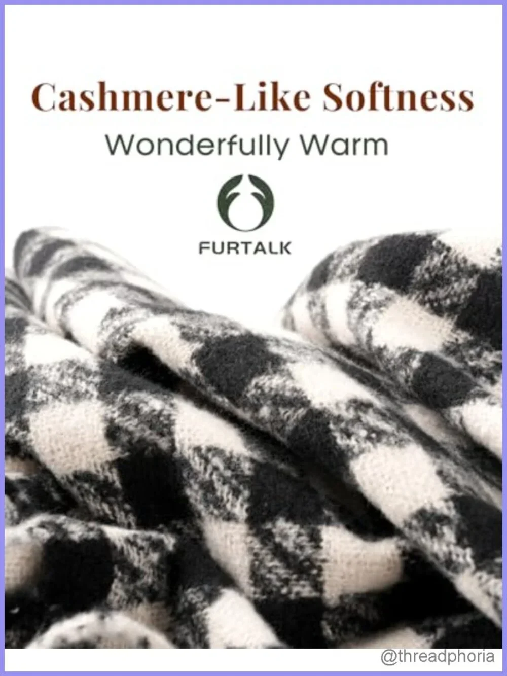 Cashmere Blend Long Plaid Fringe Scarf Shawl Wrap Cozy Winter Oversized